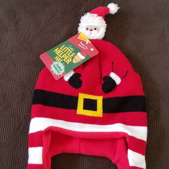 NWT SANTA CHRISTMAS HAT RED WHITE BLACK - Picture 2 of 8